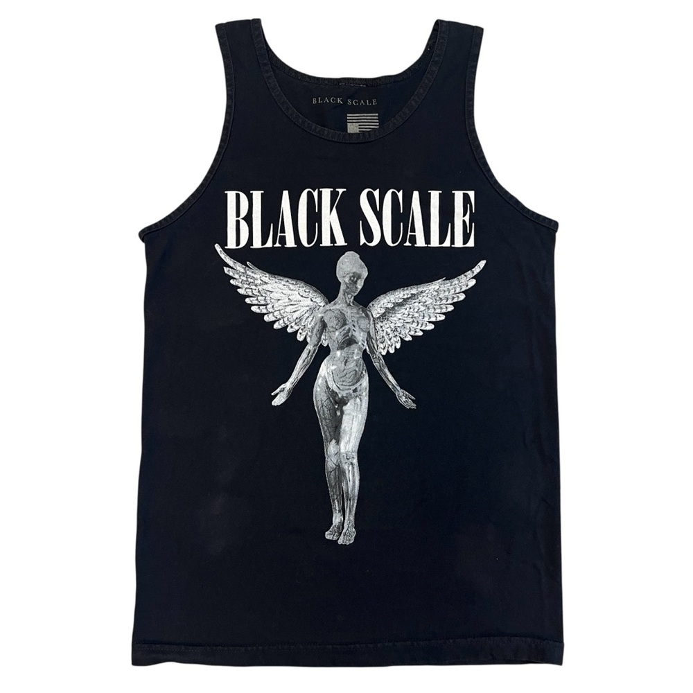 Black Scale Women's Angel Graphic Tank Top - Black and White
